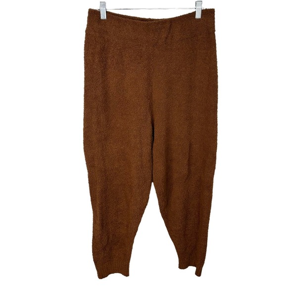 Yummy Fleece Pants Womens Microfiber Cozy Stretch Soft Lounge Brown Medium - Picture 1 of 9